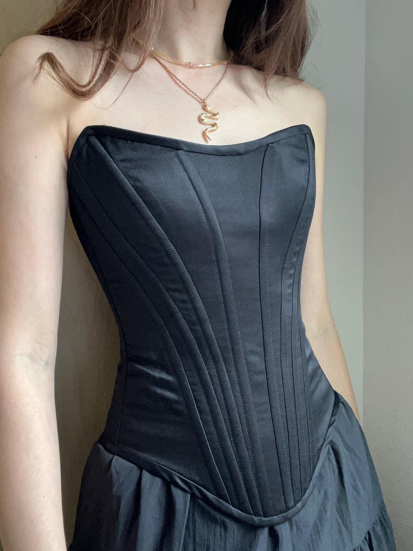 Black strapless corset