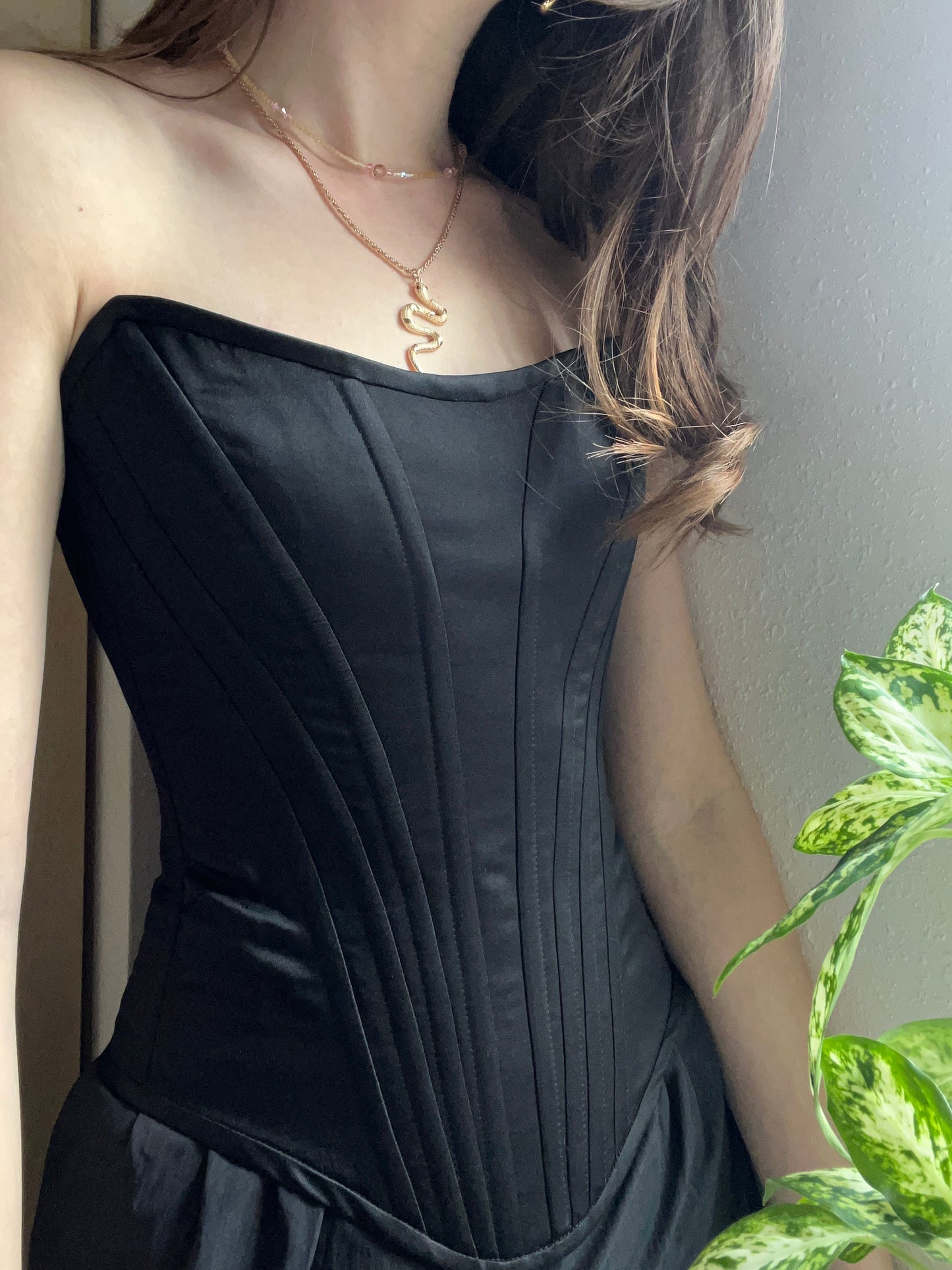 Black strapless corset
