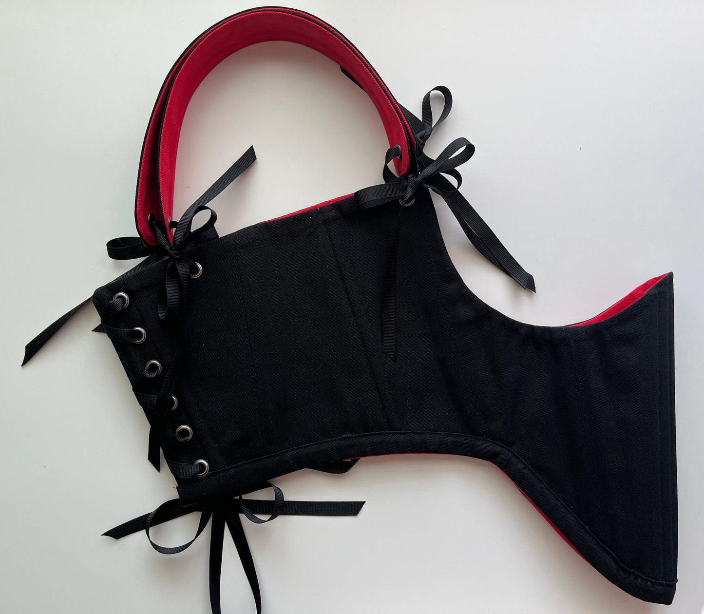Black and red reversible underbust corsage with removable shoulder straps