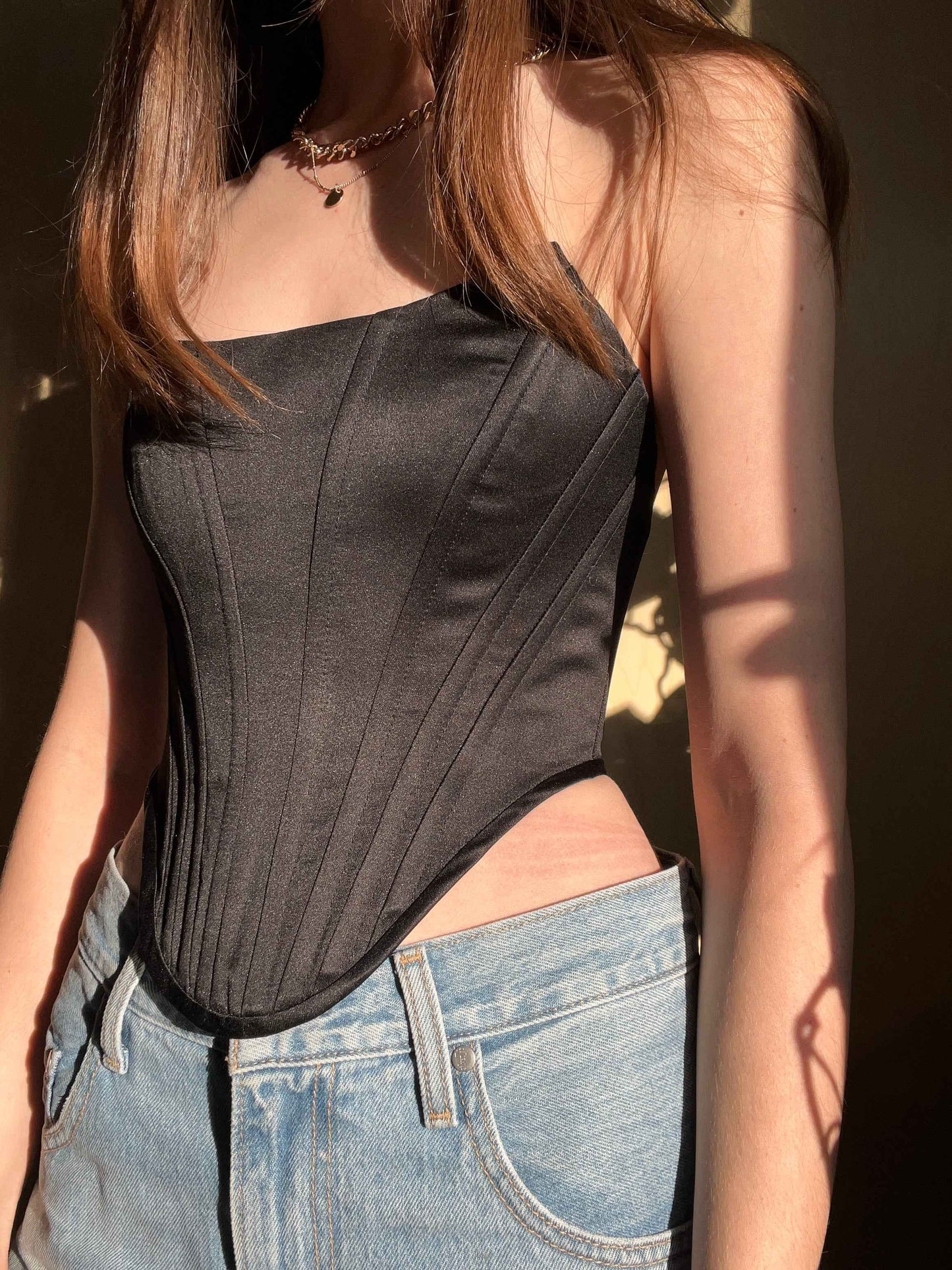 Black strapless corset