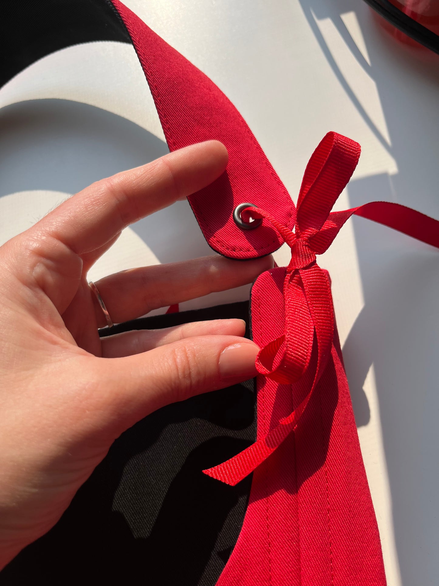 Black and red reversible underbust corsage with removable shoulder straps
