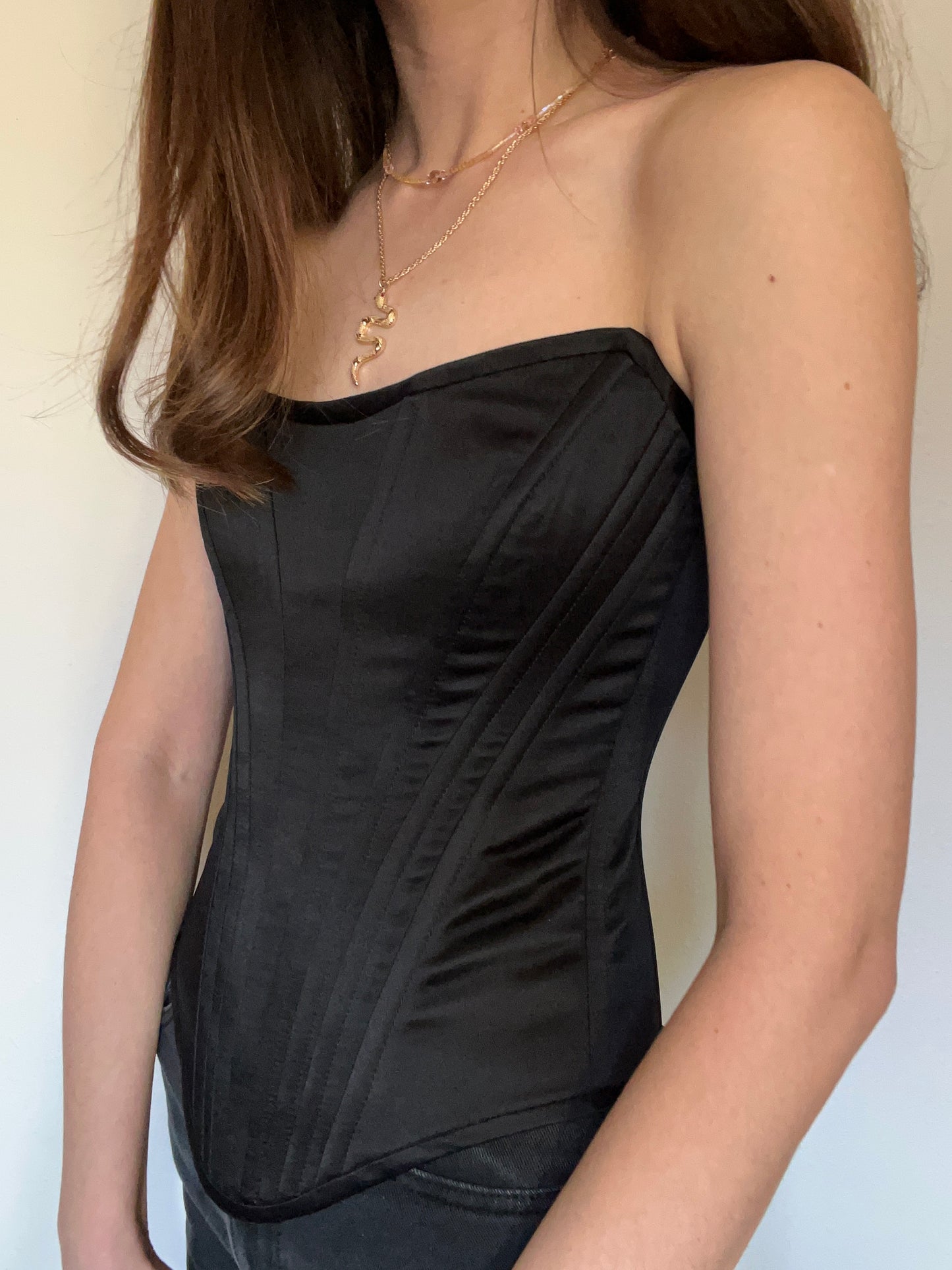 Black strapless corset