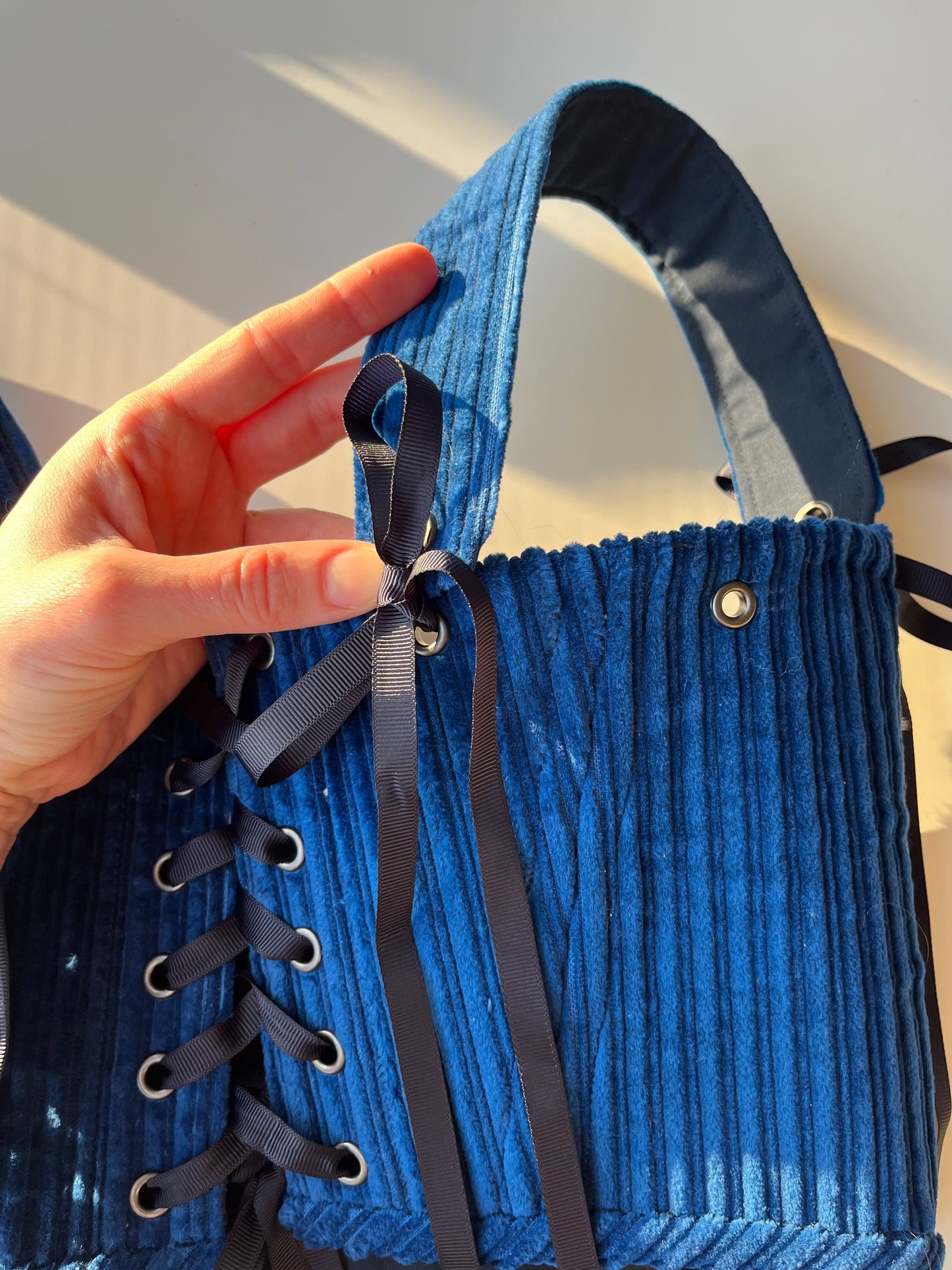 Blue Velvet underbust corsage size M-L