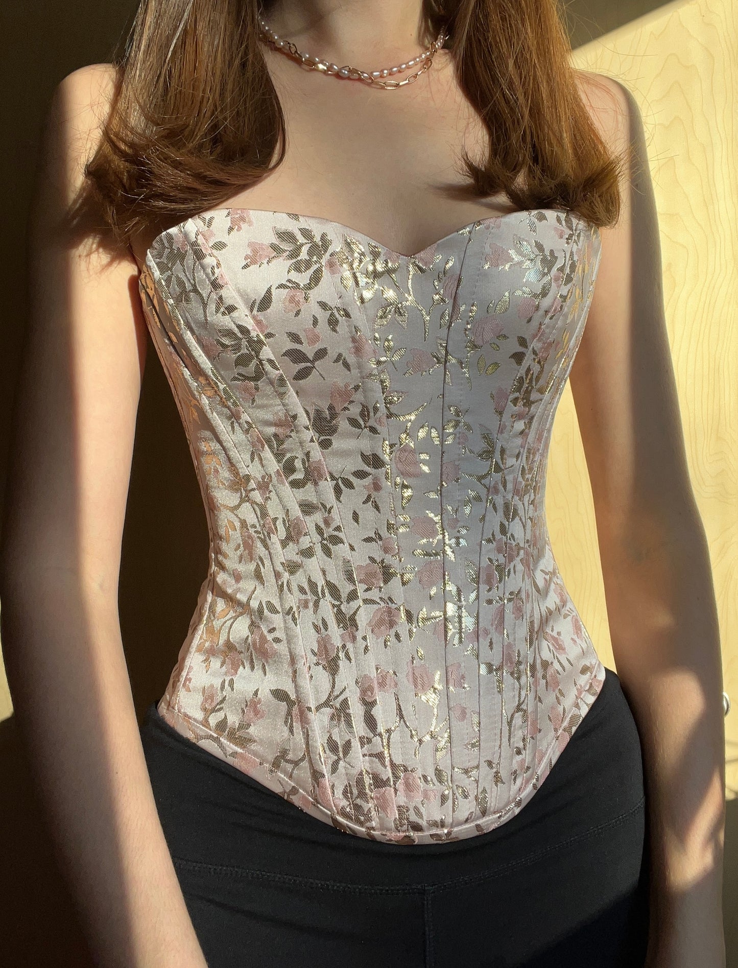 Pink floral sweetheart neckline corset 💞