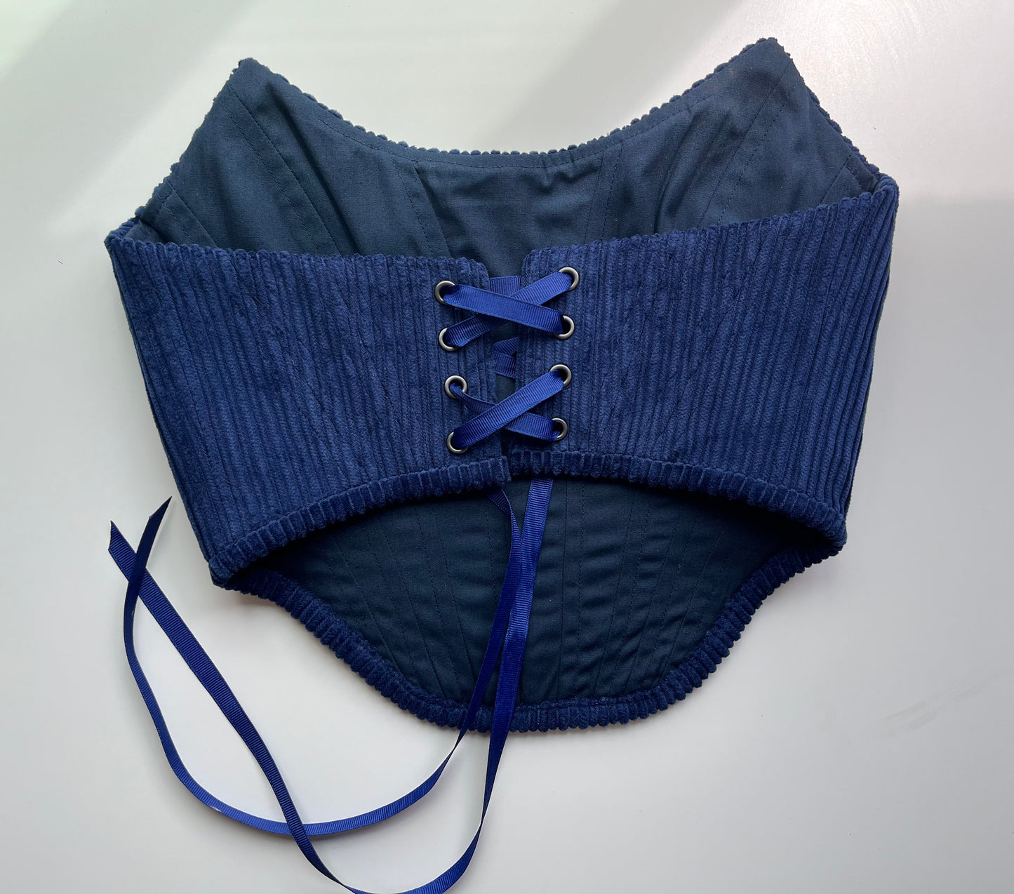 Blue velvet corduroy corset size M