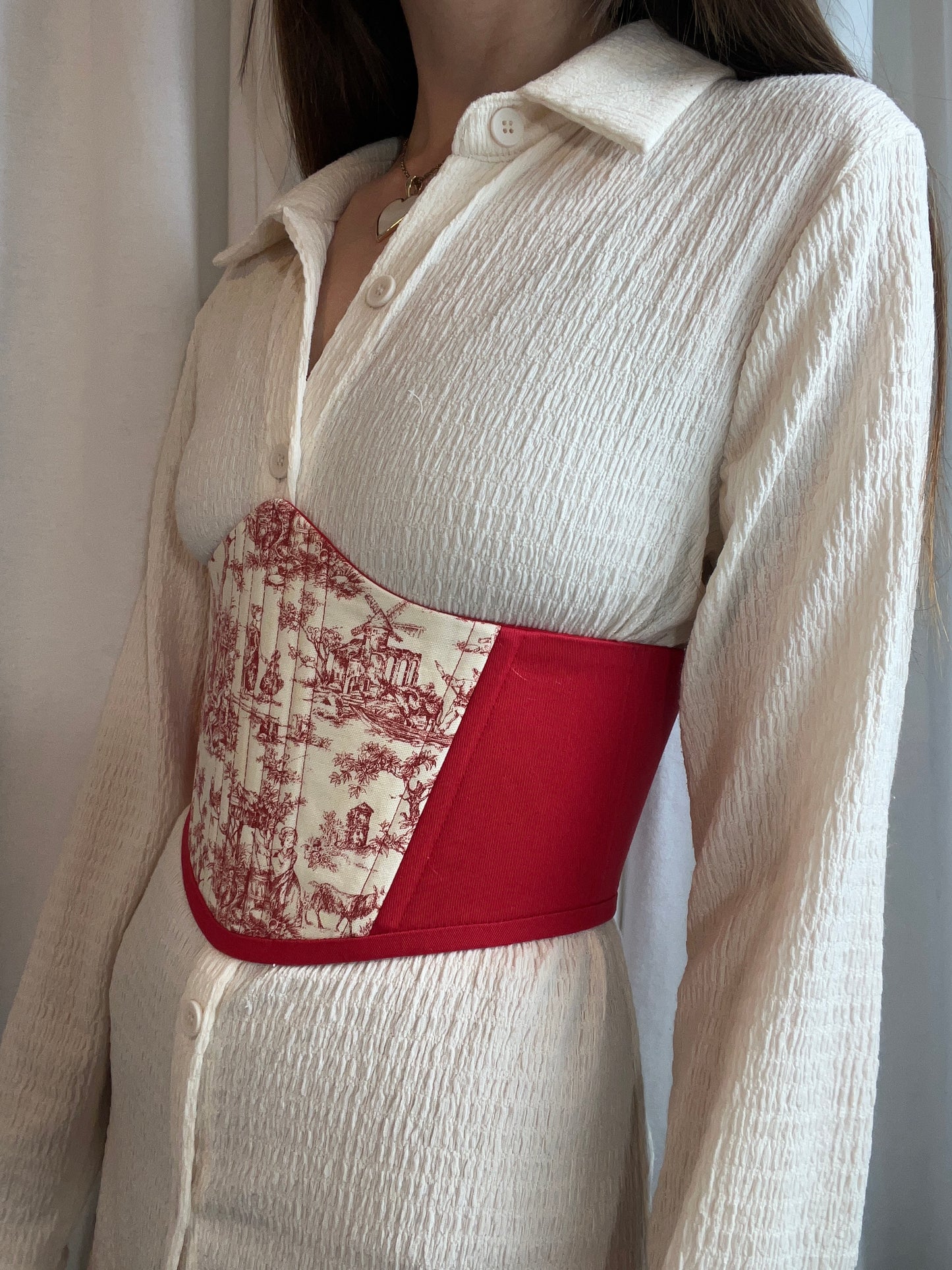 Red Toile de Jouy Corset Belt ❤️