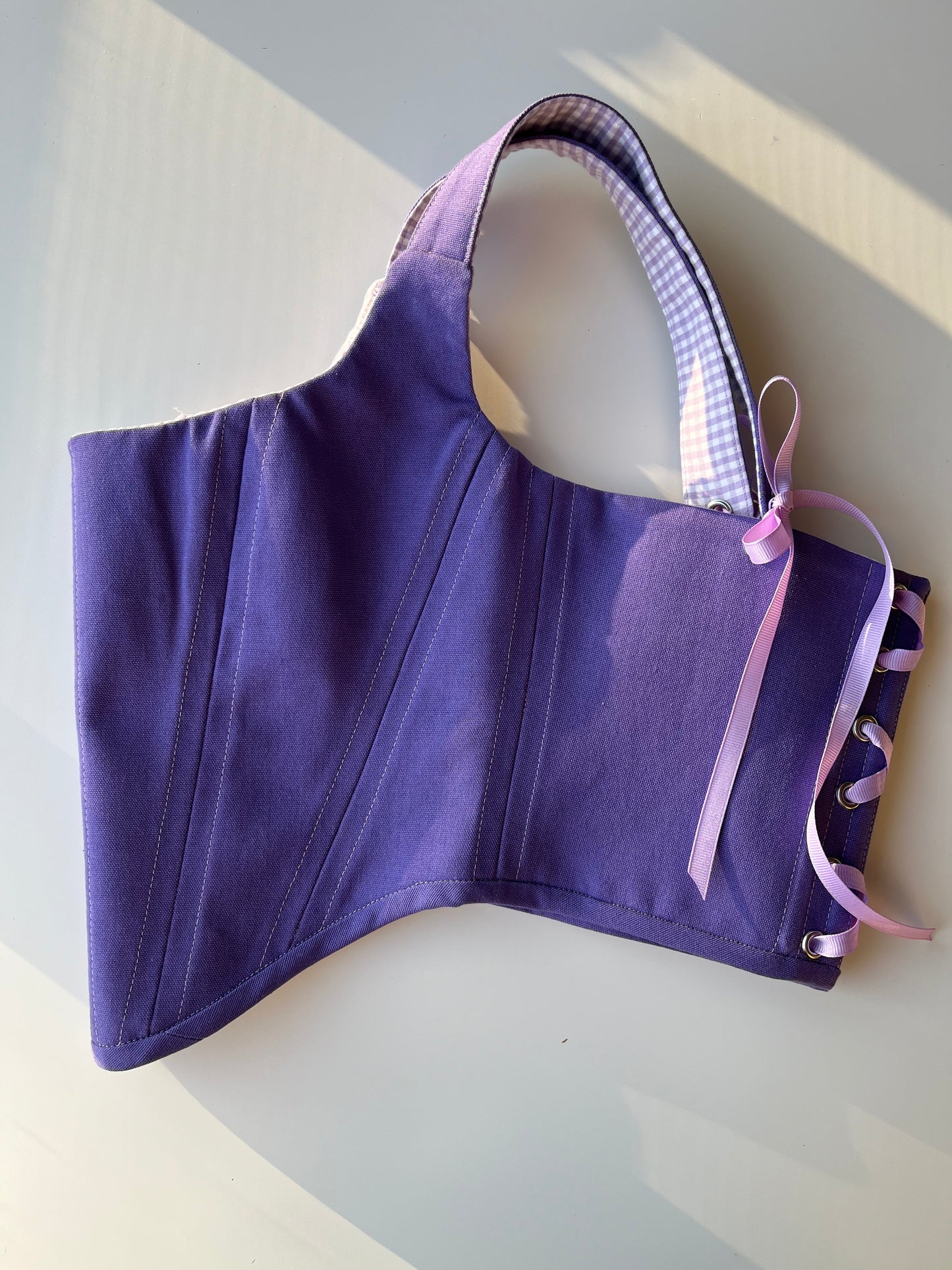 Reversible purple/ lavender gingham corset size S/M