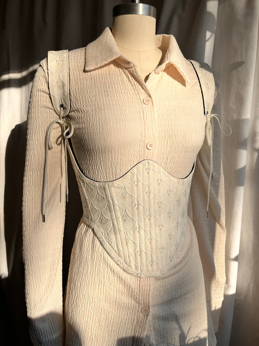 Custom reversible mermaid scales/plain black cotton twill underbust for D 🧜🏼‍♀️🐚🖤