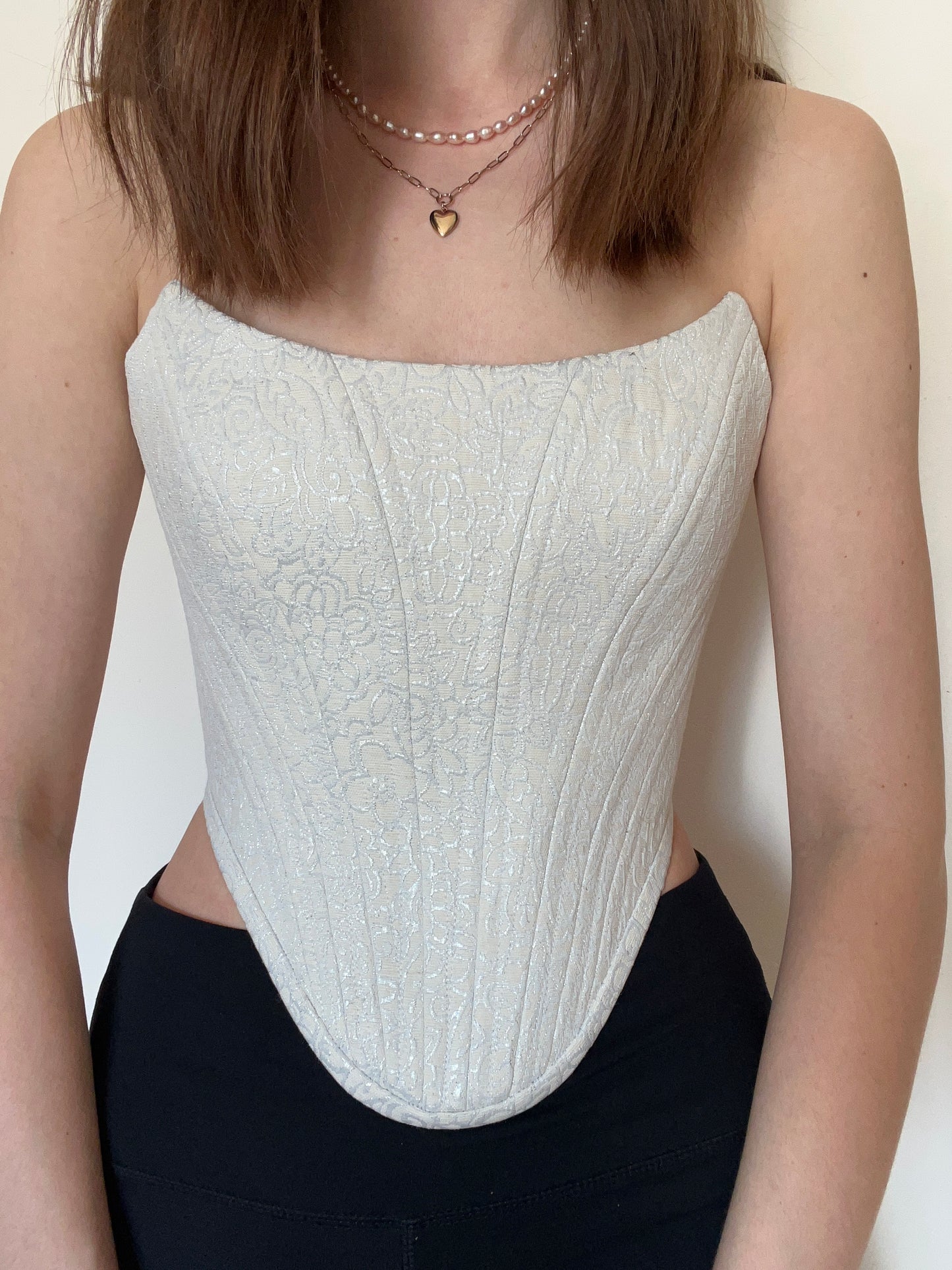 White brocade corset, size M