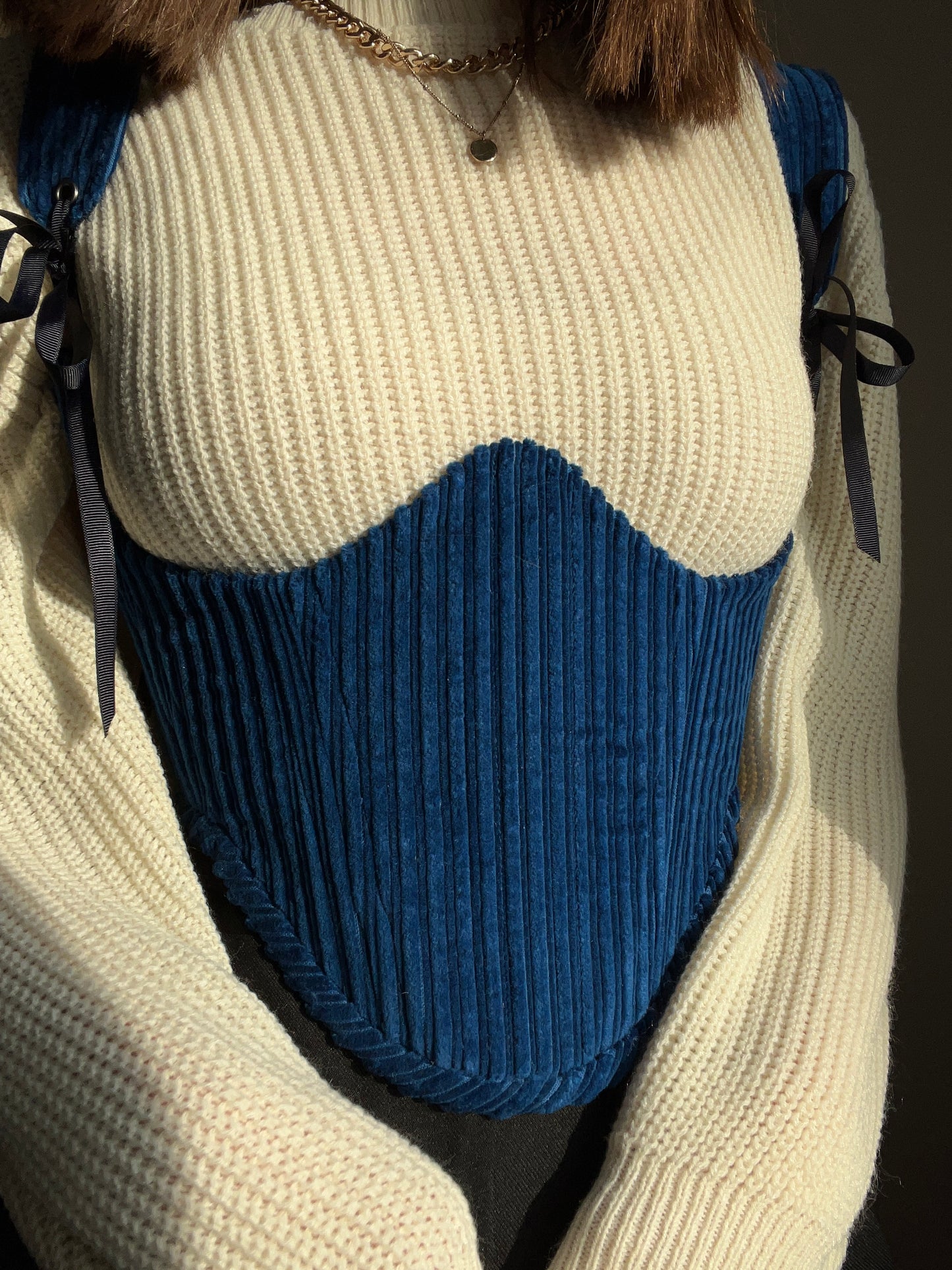 Blue Velvet underbust corsage size M-L