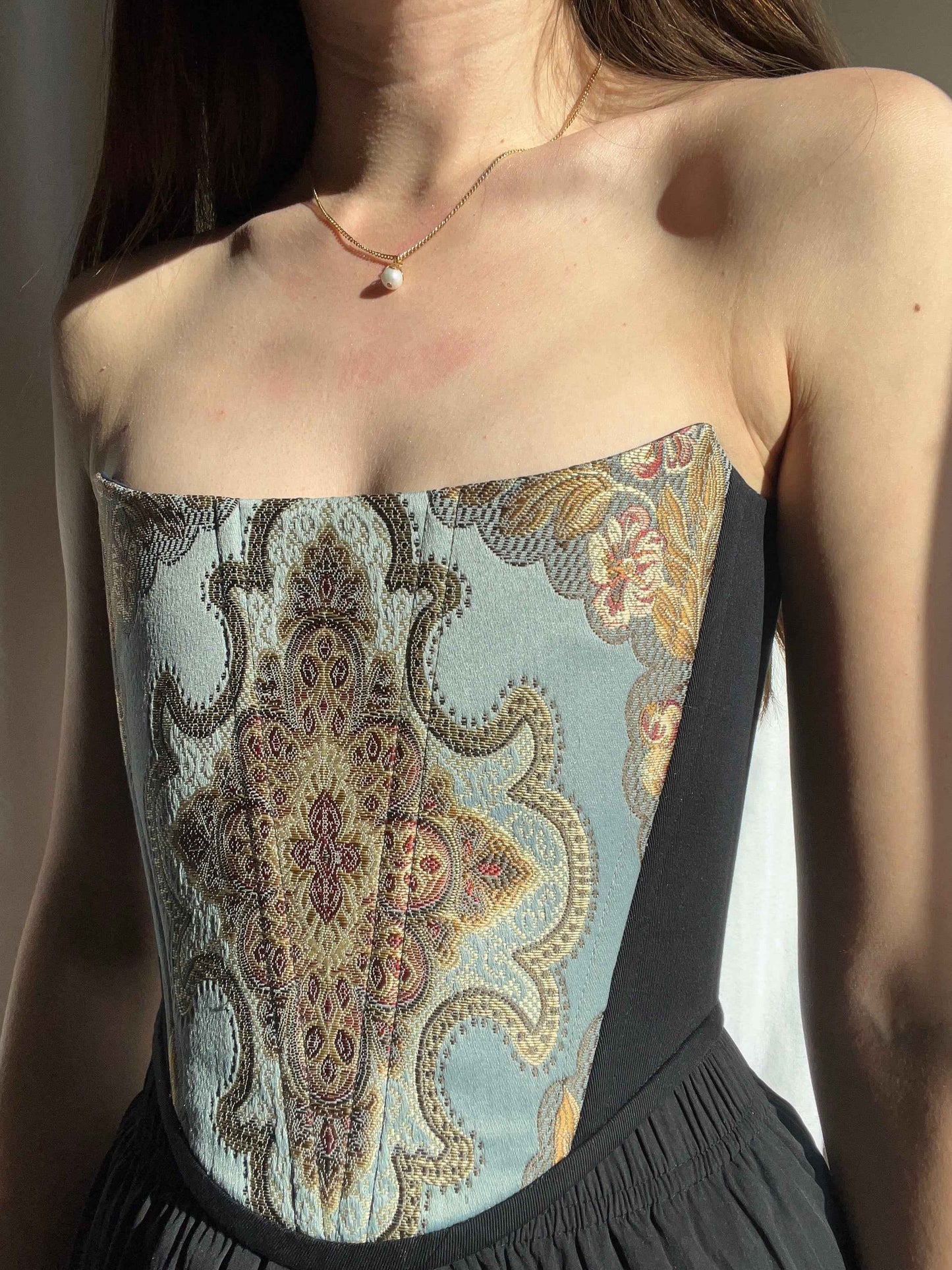 “Azure” strapless corset