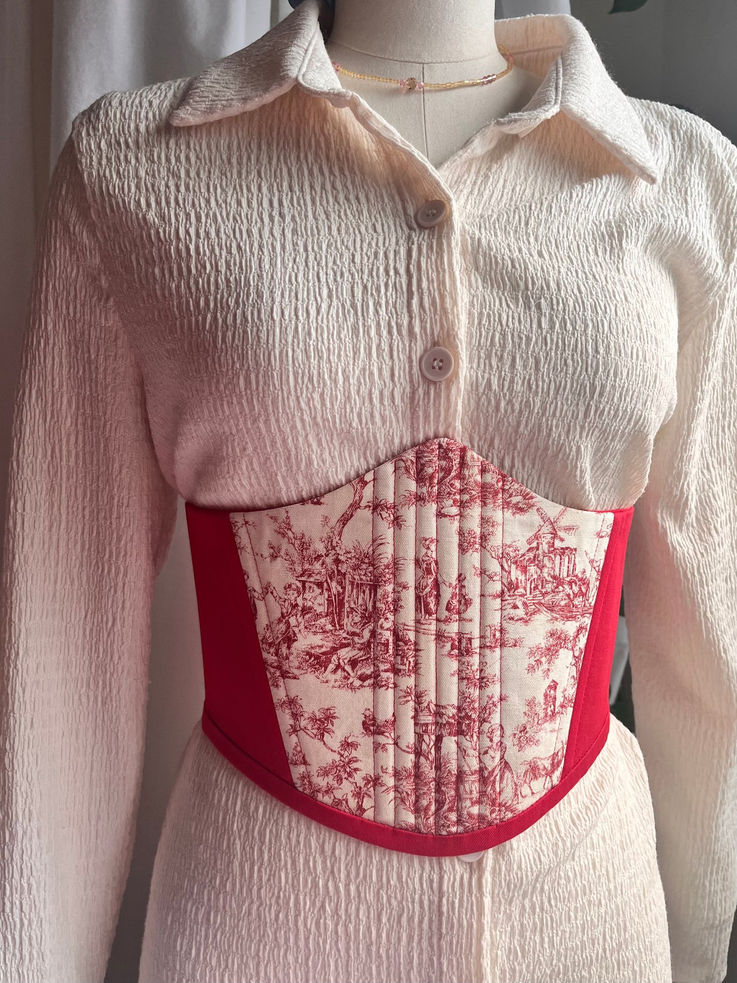 Red Toile de Jouy Corset Belt ❤️