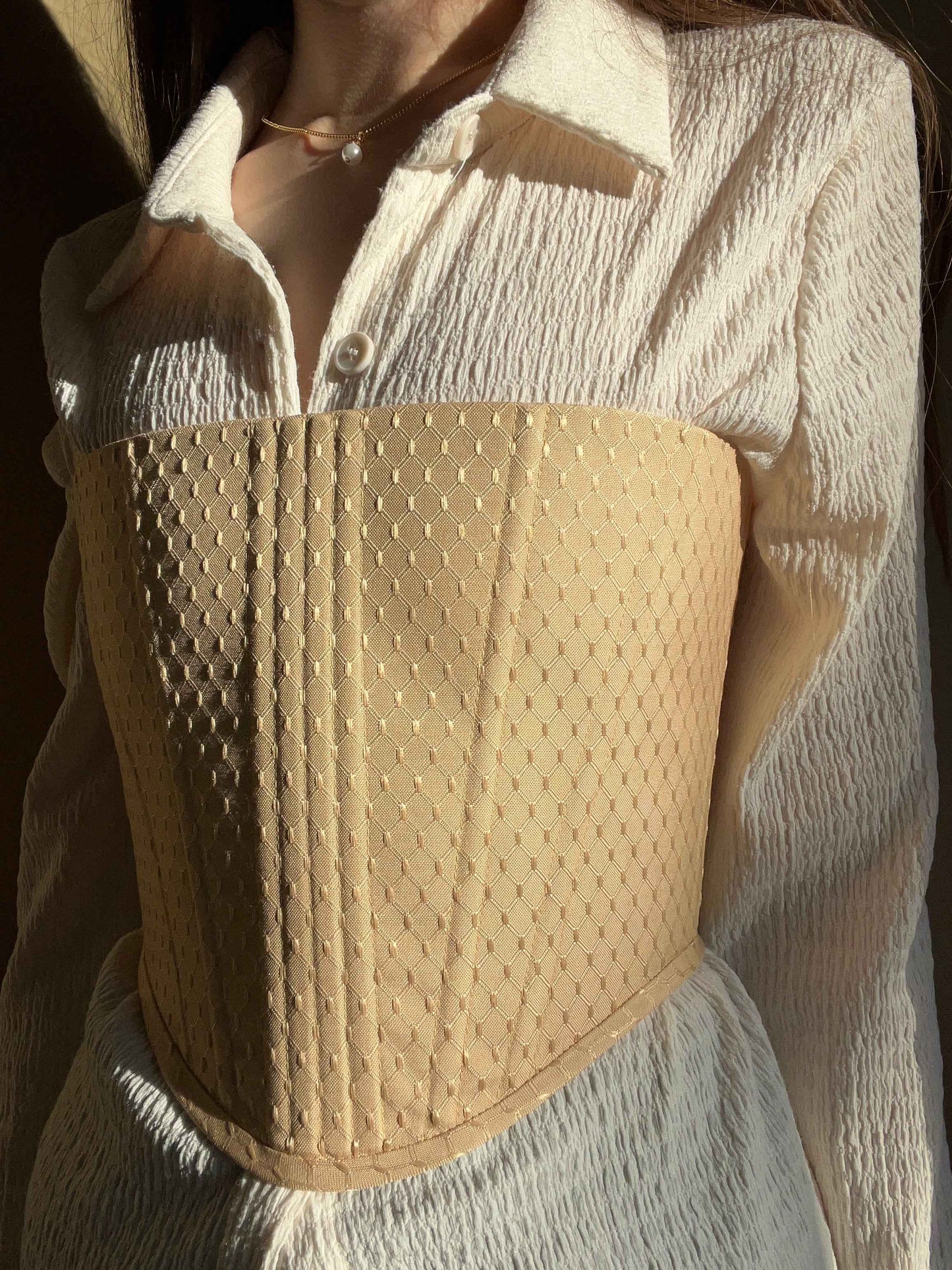 “Soleil” gold overbust corset