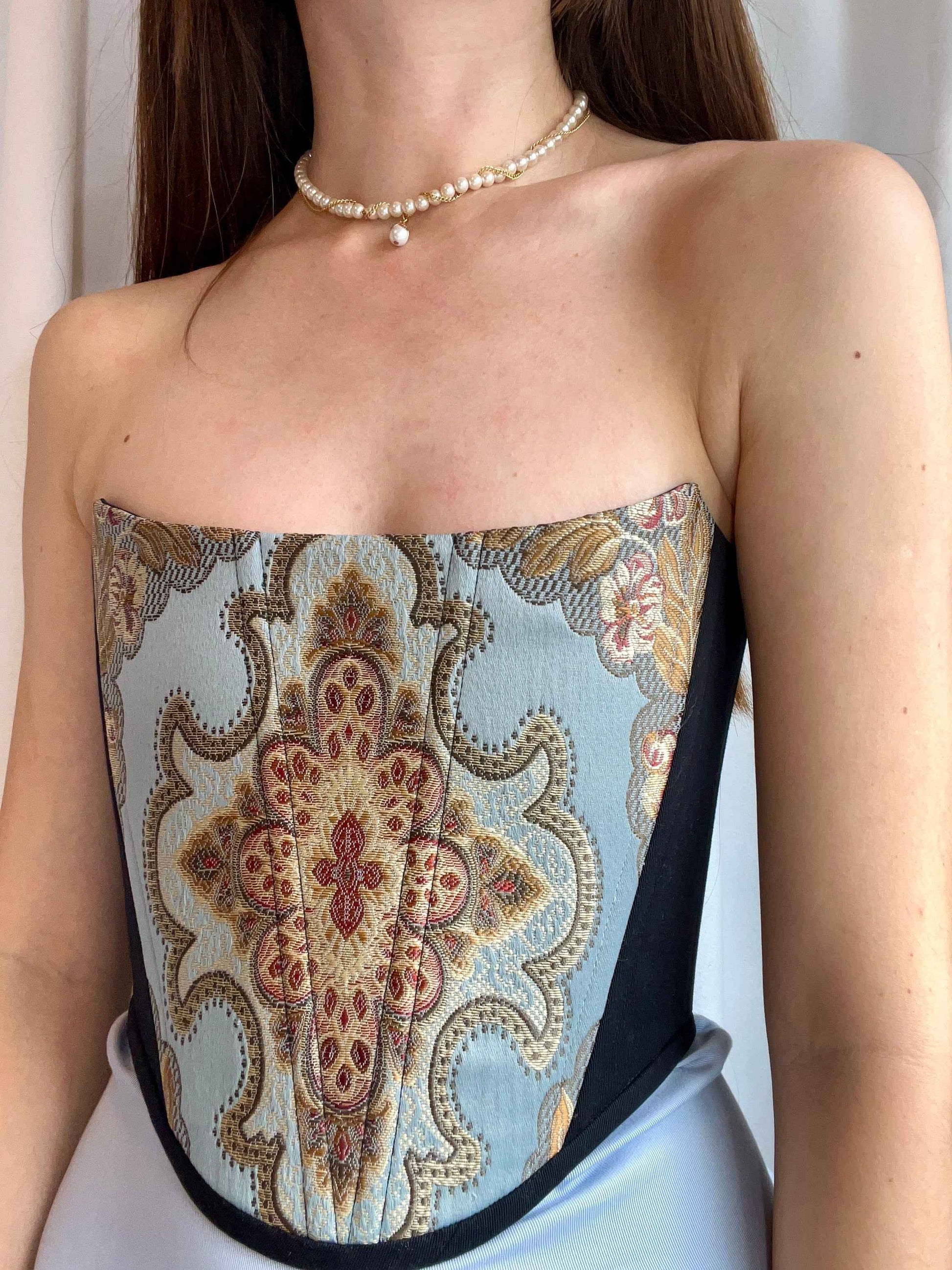 “Azure” strapless corset