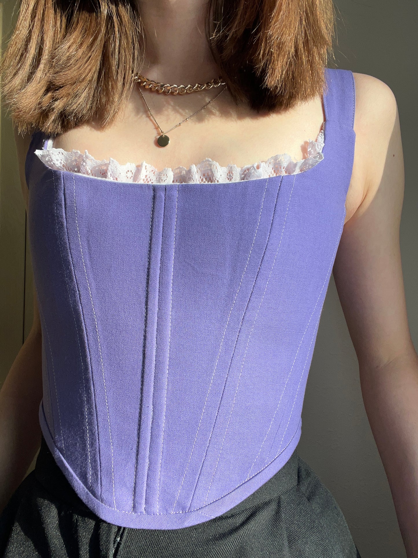 Reversible purple/ lavender gingham corset size S/M