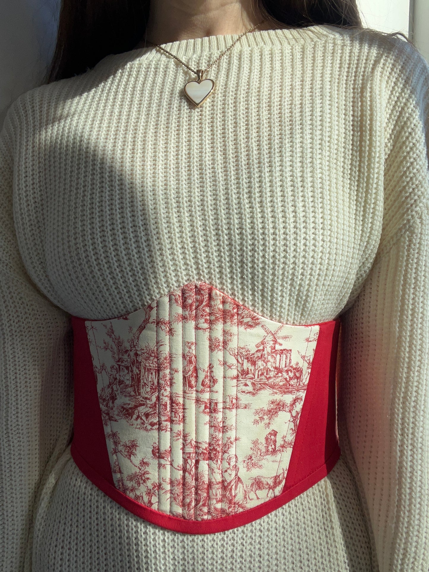 Red Toile de Jouy Corset Belt ❤️