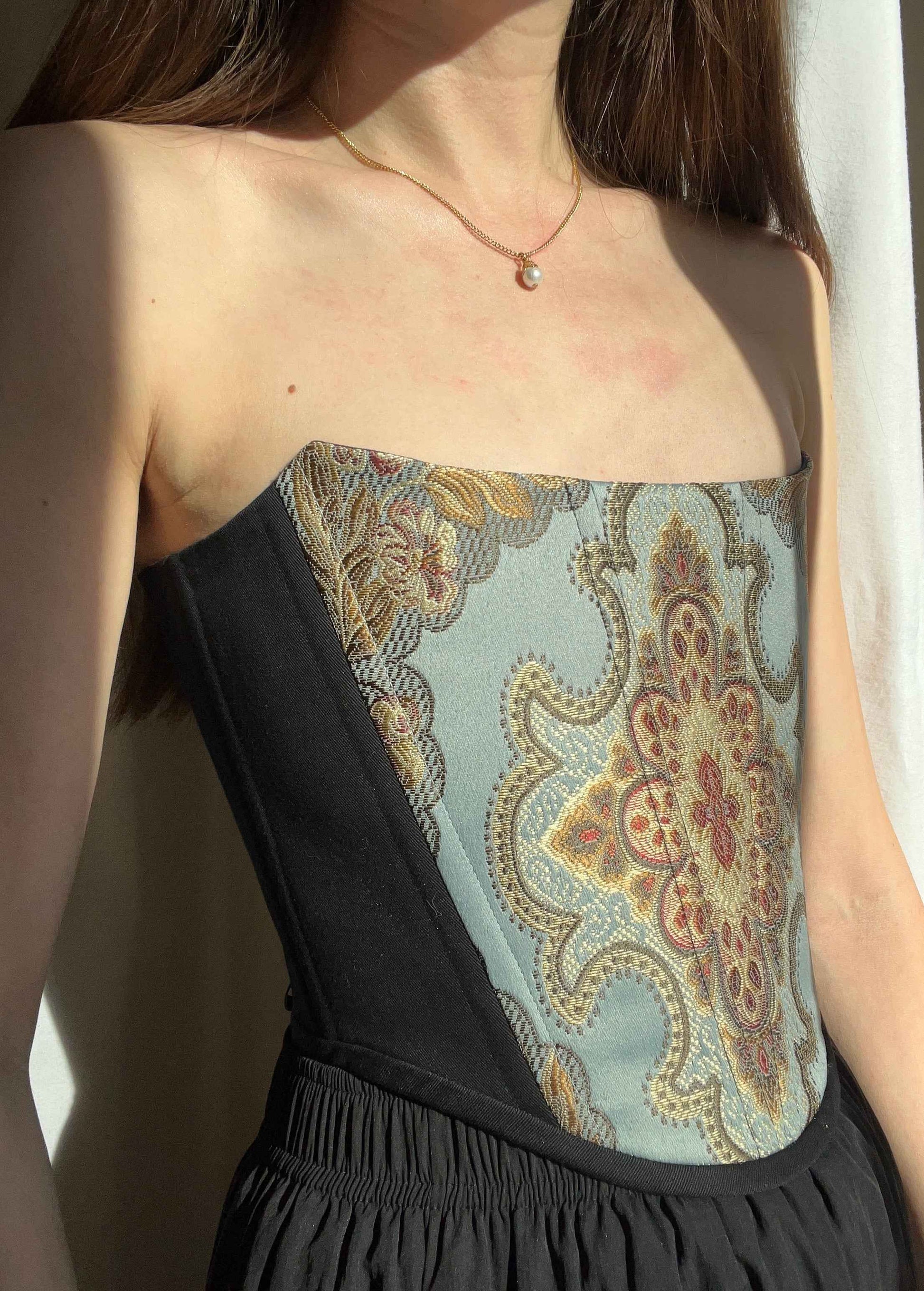 “Azure” strapless corset