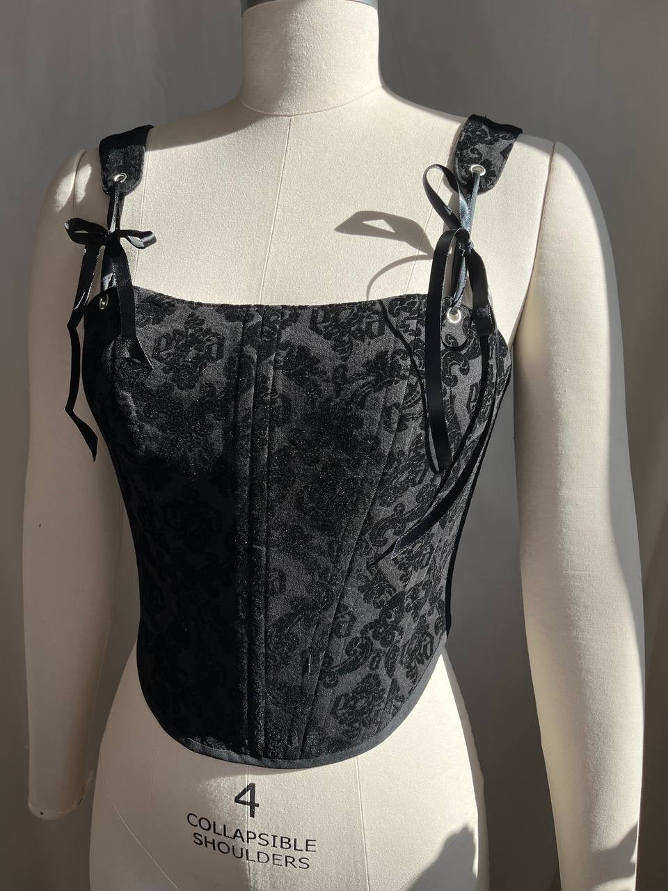 Reversible Velvet damask corset, size 4/S/44