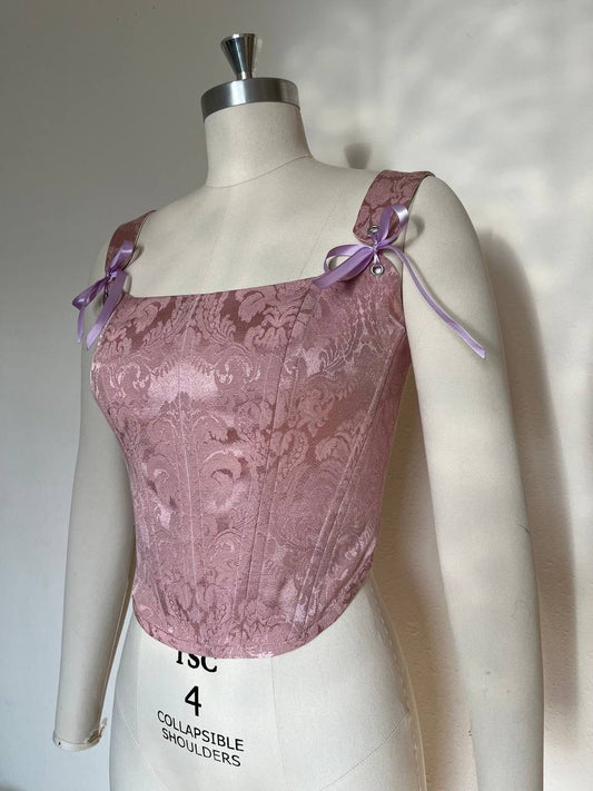 Pink corset with shoulder straps, size 6/M/46