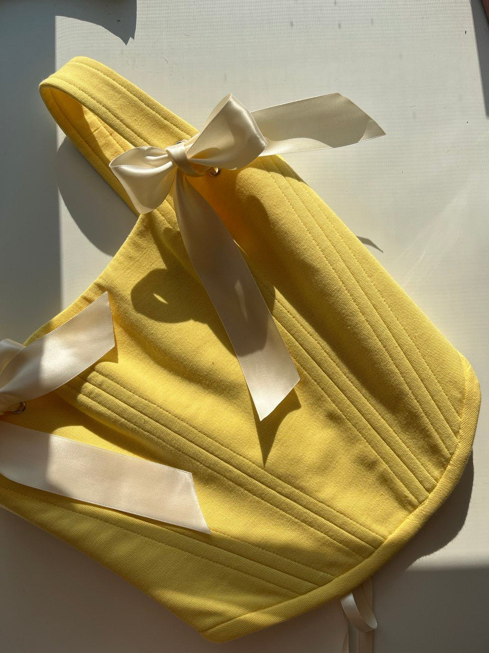 Lemon coloured Corset with shoulder straps, size 4/S/44